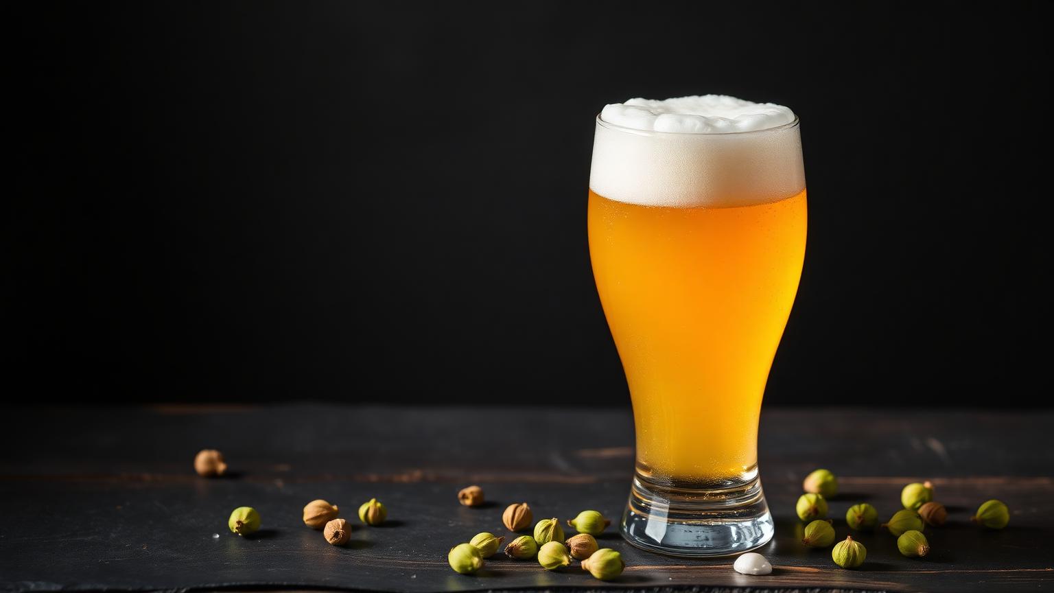 Bleekblonde Belgian Strong Golden Ale in tulpglas met hoge witte schuimkoepel